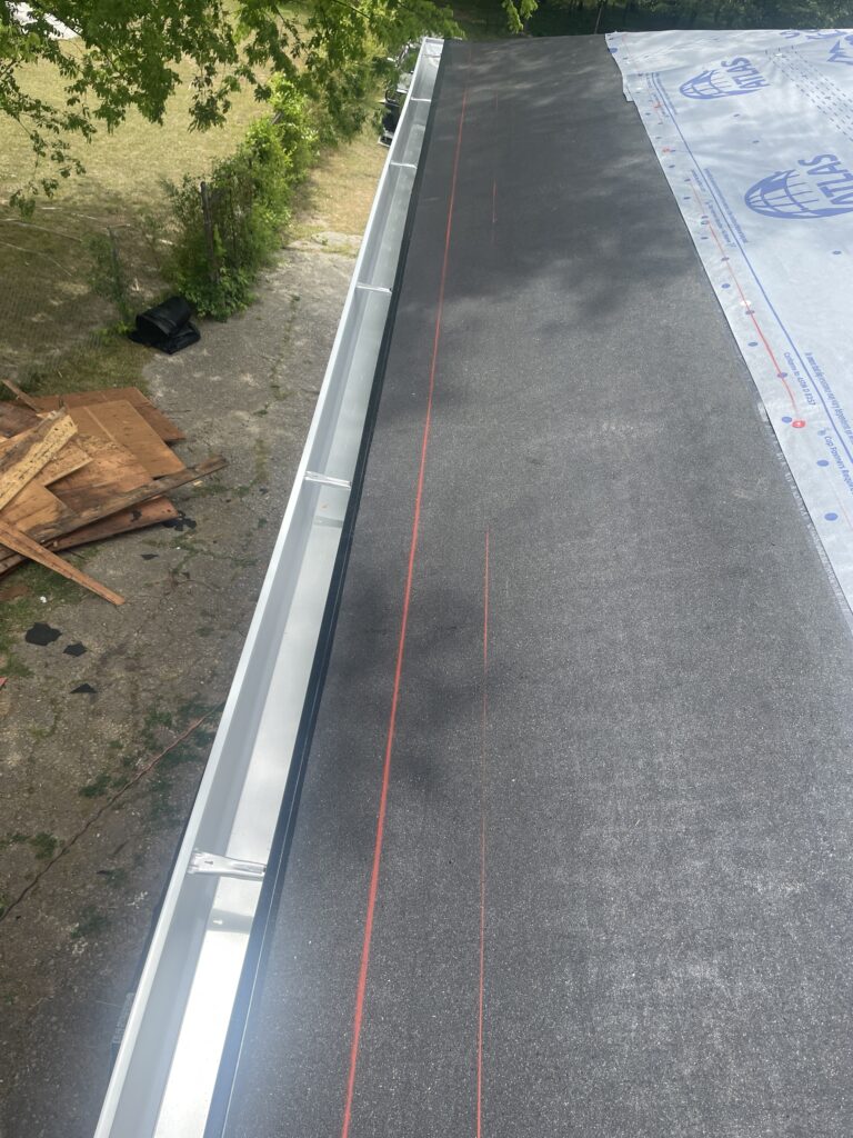 Ice and water shield installed along the entire eave line on the Mableton roof, beyond Georgia code which only requires it in valleys